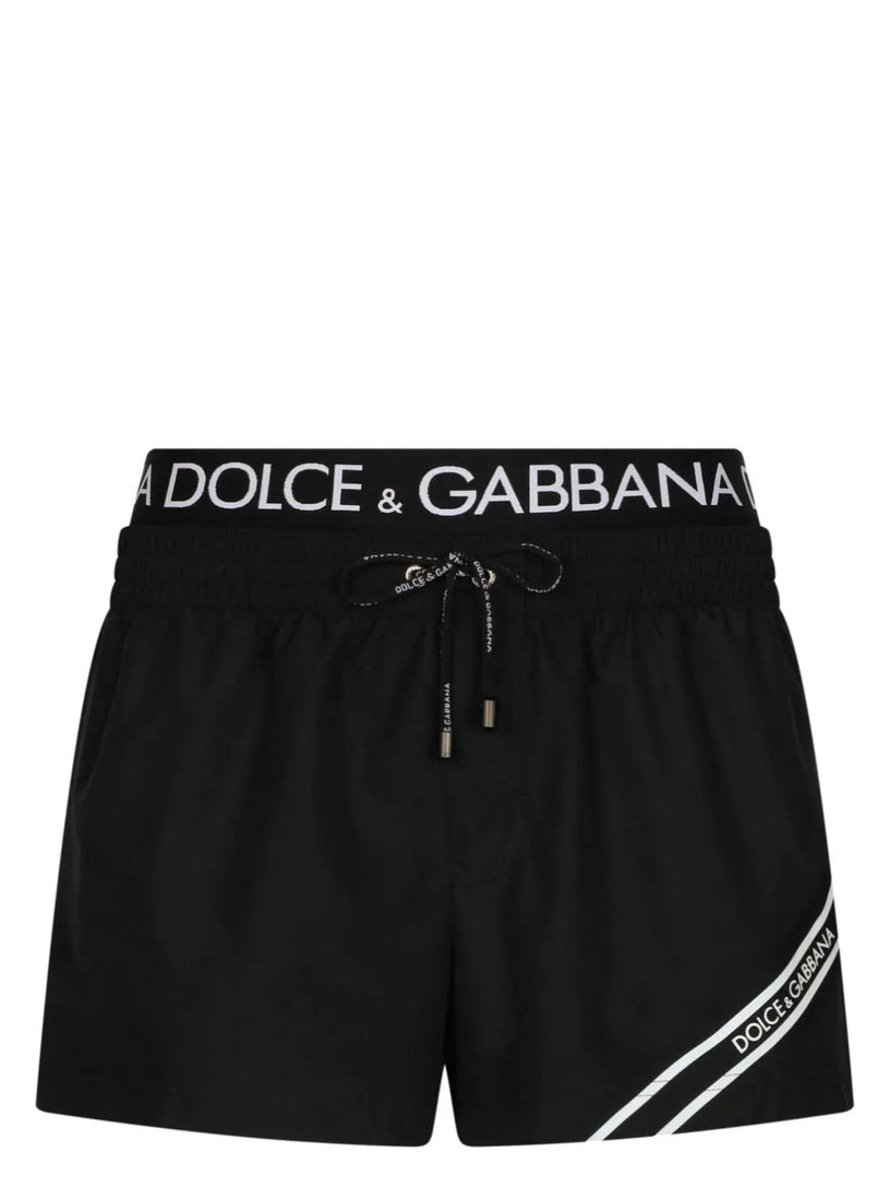 Dolce & Gabbana Short swim trunks with branded band