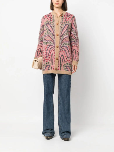 Paisley jacquard cardigan