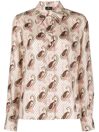 Paisley-print silk shirt