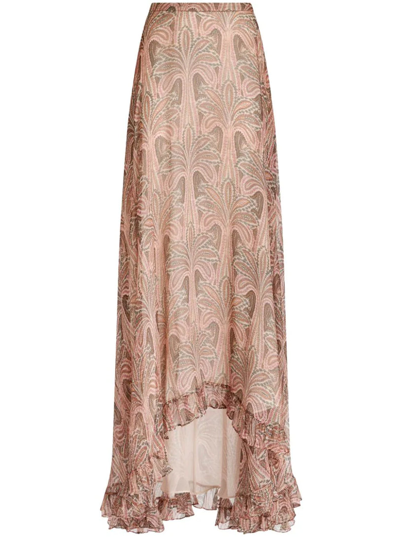 ETRO Palm tree-print silk maxi skirt