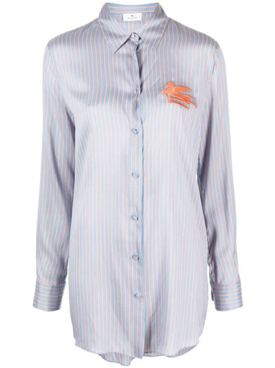 Logo-embroidered striped shirt