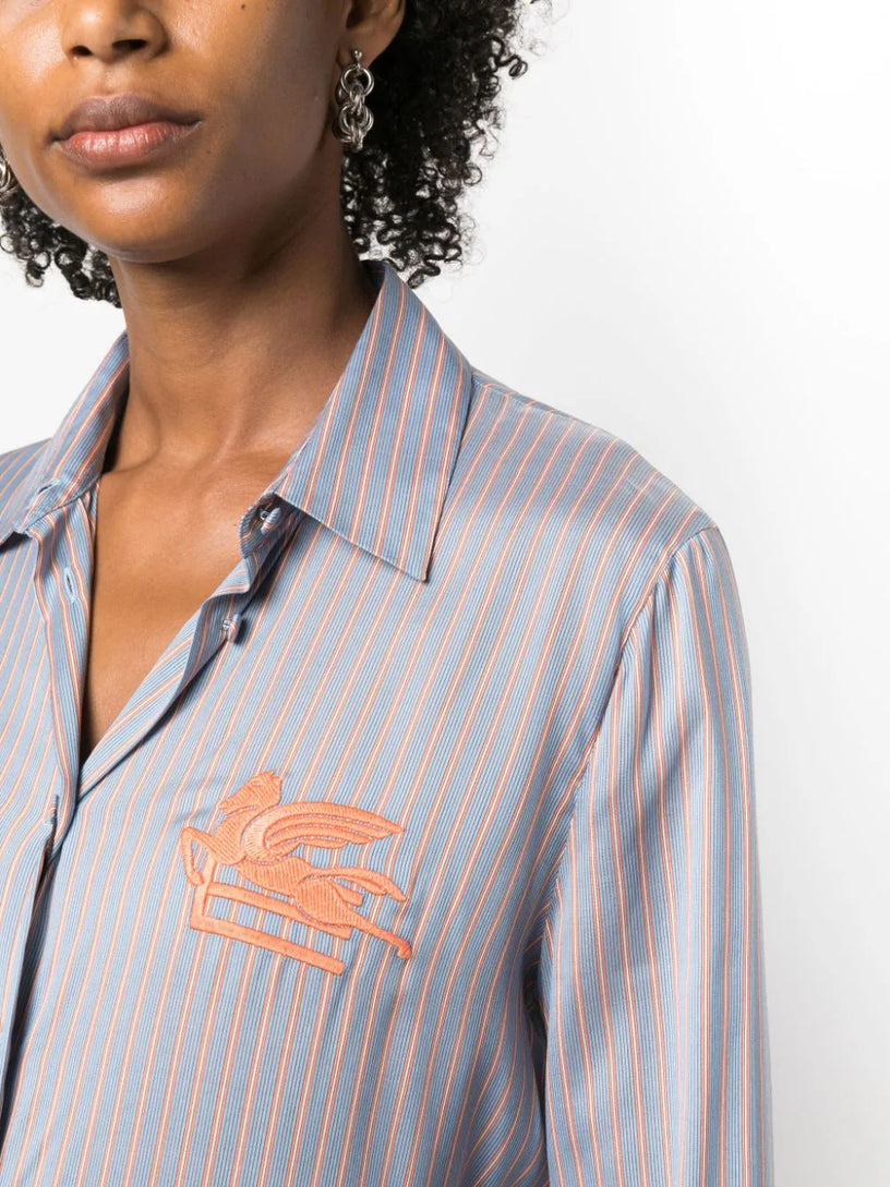 Logo-embroidered striped shirt