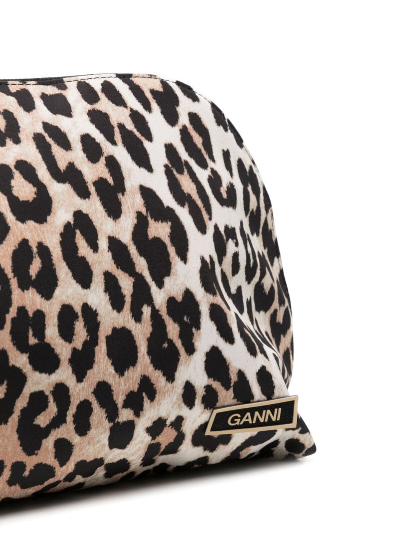 Large leopard-print clutch bag