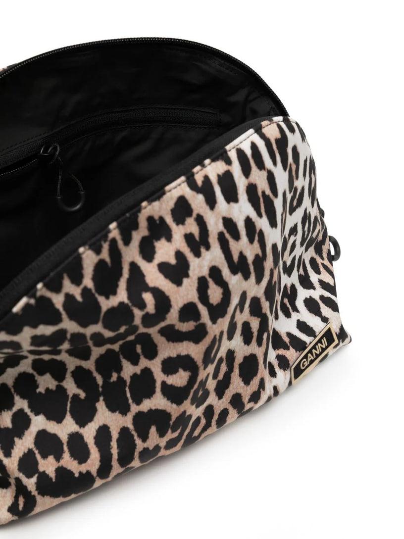 Large leopard-print clutch bag