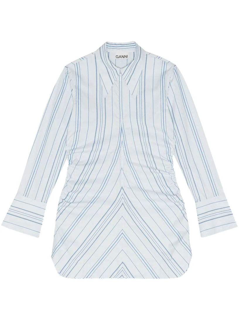 GANNI Striped twill fitted tunic