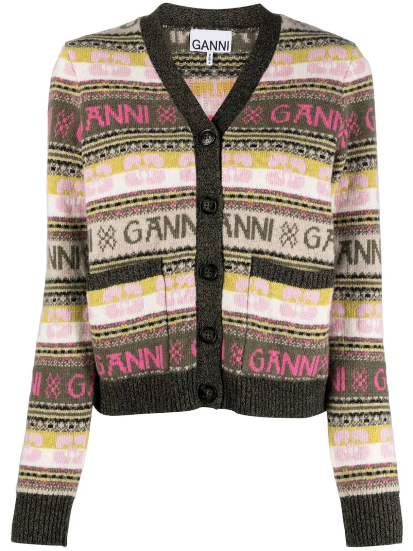 GANNI Logo cardigan