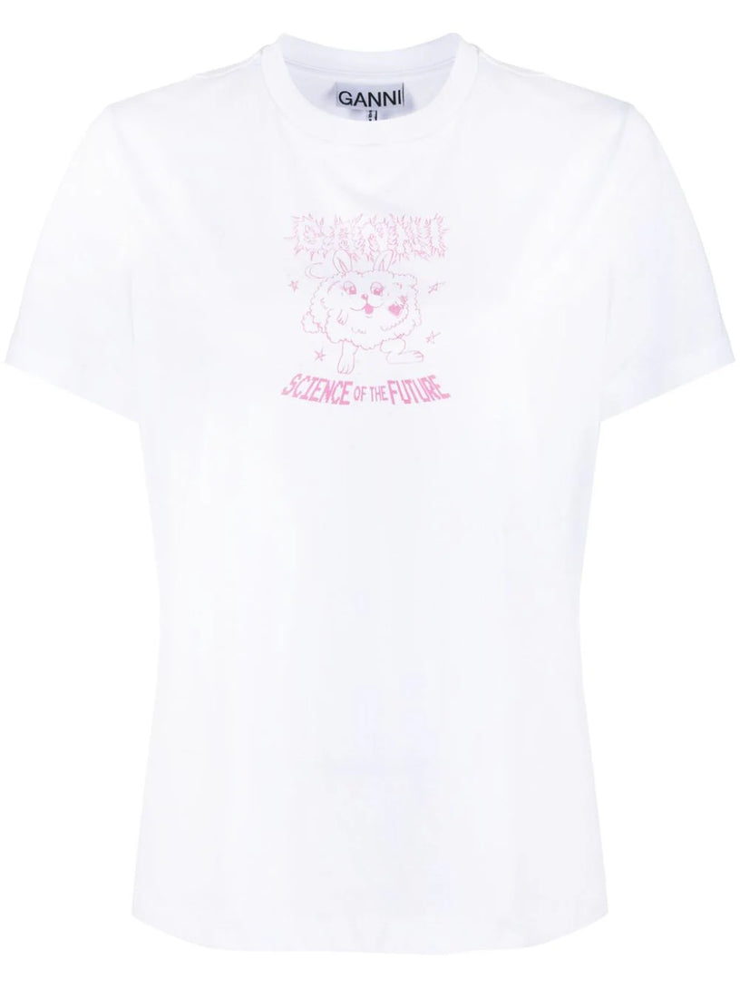 GANNI Pink relaxed bunny t-shirt