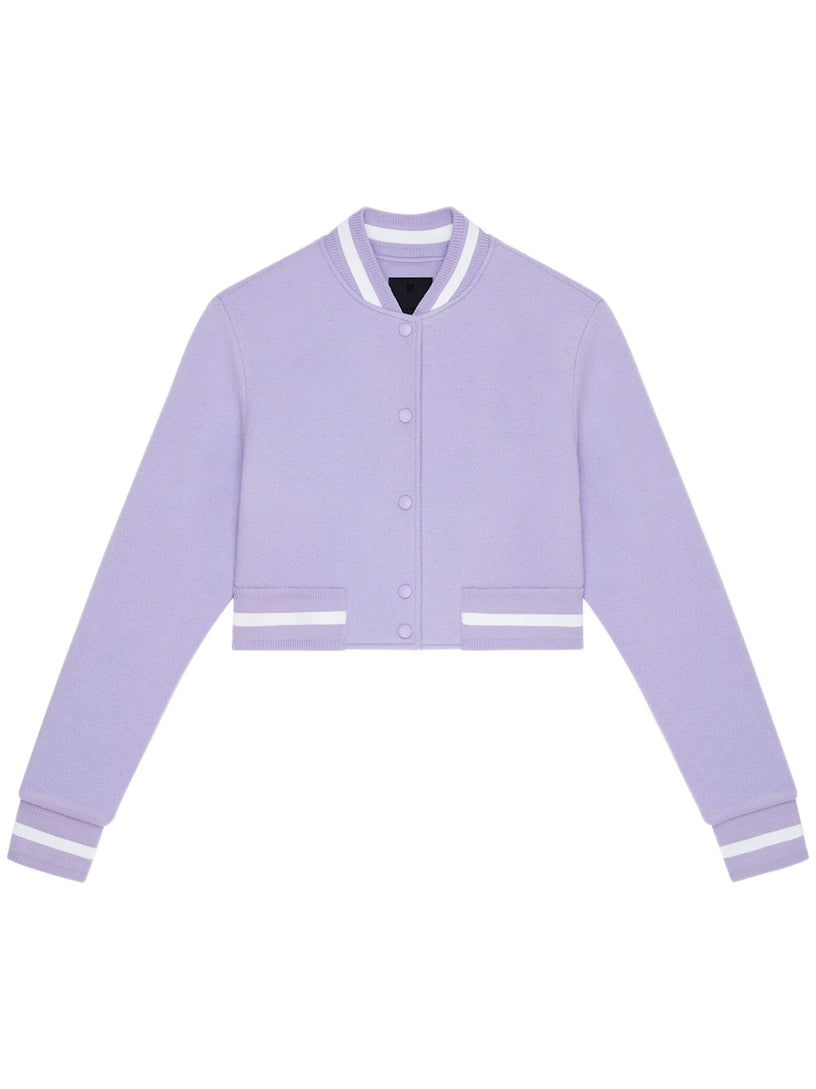 Cropped varsity jacket in wool