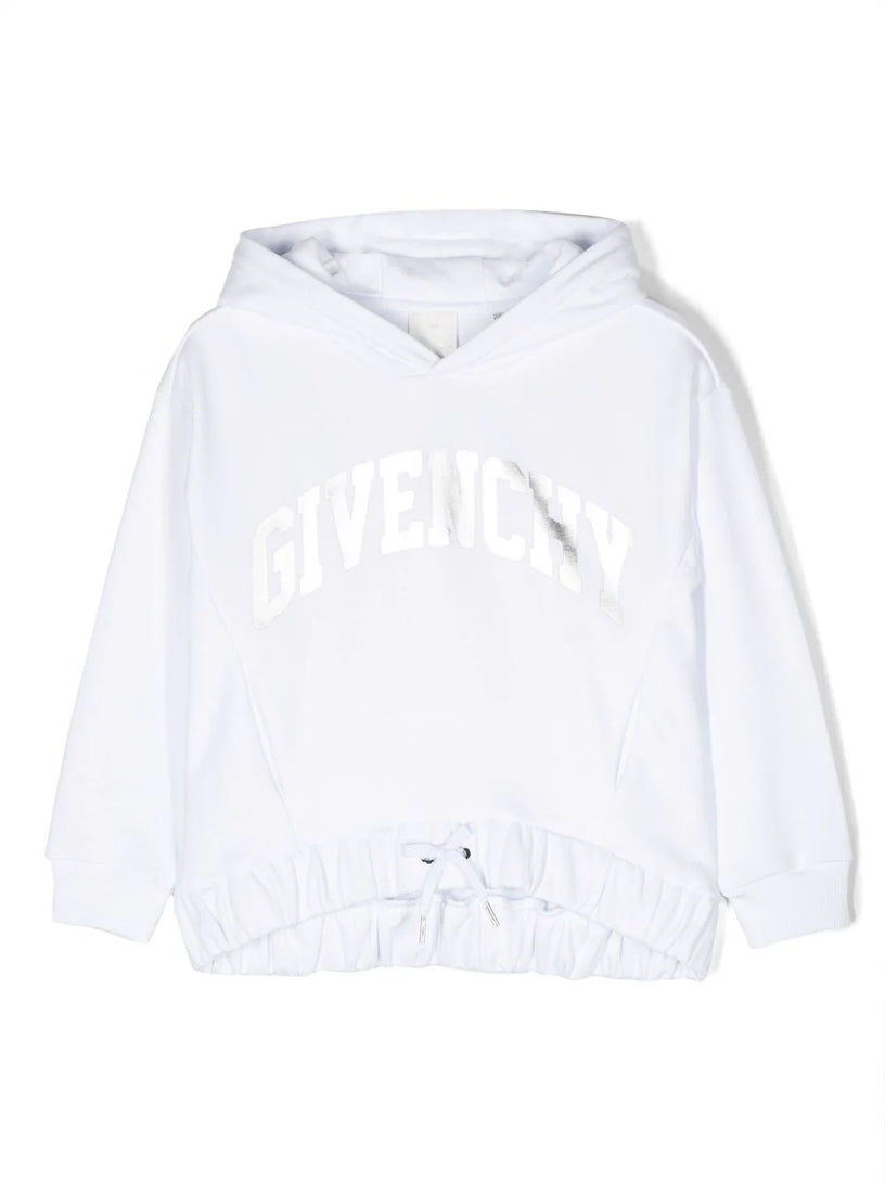 Flocked-logo cotton hoodie