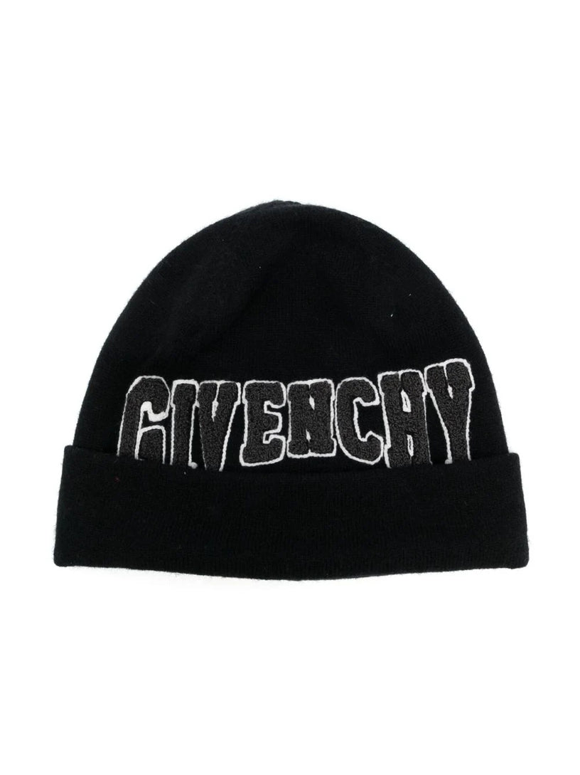 Embroidered-logo knitted beanie hat