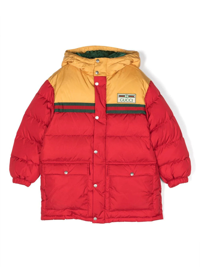 Logo-patch padded coat