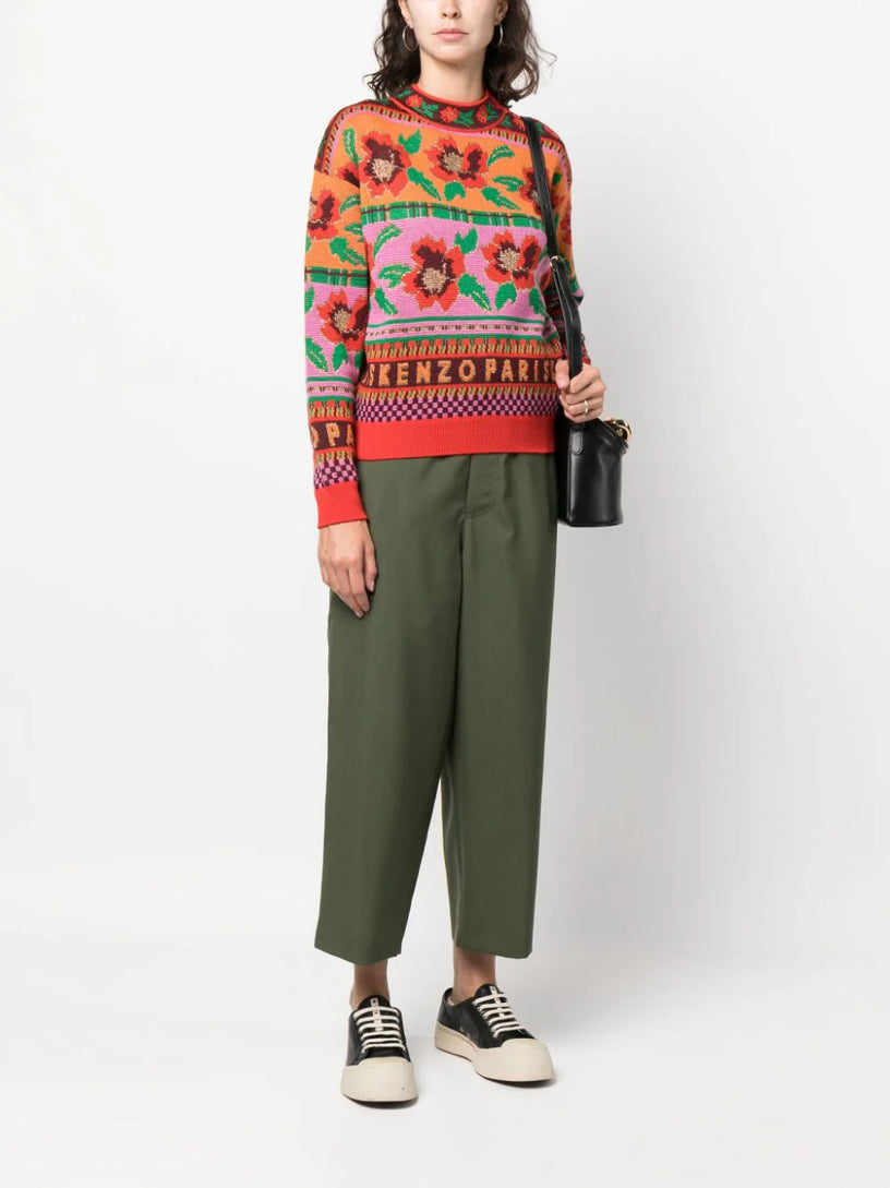 Intarsia-knit wool-blend jumper