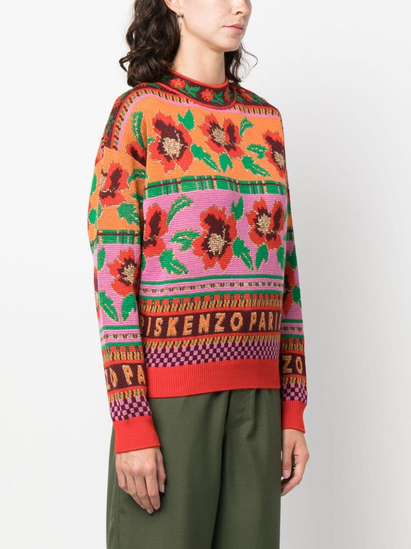 Intarsia-knit wool-blend jumper