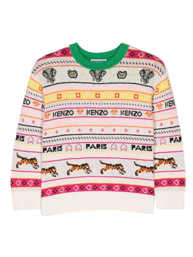 'Jungle Game Multicoloured Jacquard' sweater