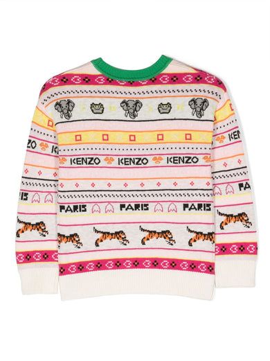 'Jungle Game Multicoloured Jacquard' sweater