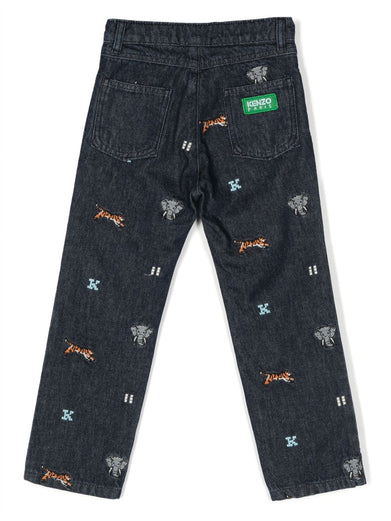 Embroidered straight-leg jeans