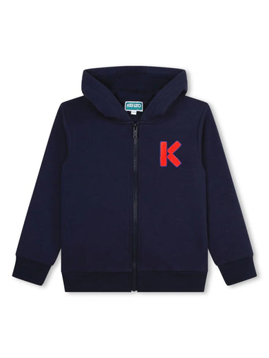 Logo-patch zip-up hoodie