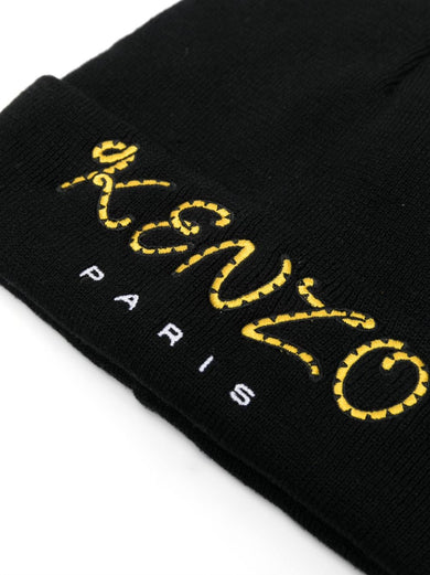 Logo-embroidered knitted beanie