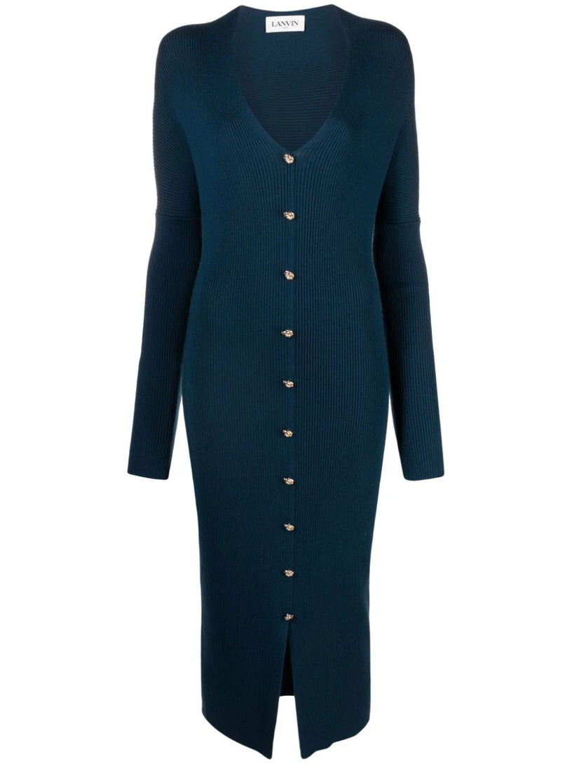 LANVIN Long low-cut knit dress