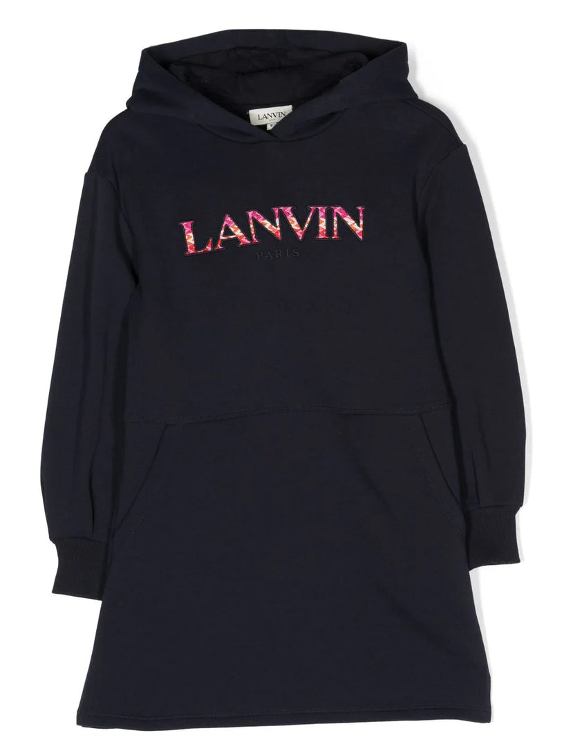 Logo-appliqué hooded dress