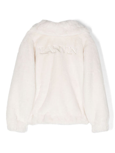 Faux shearling spread-collar jacket