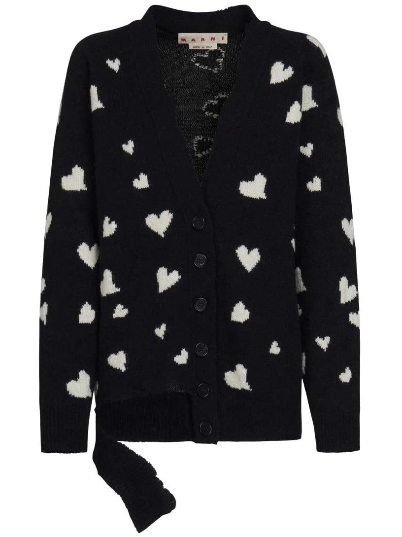 MARNI Cardigan with bunch of hearts motif