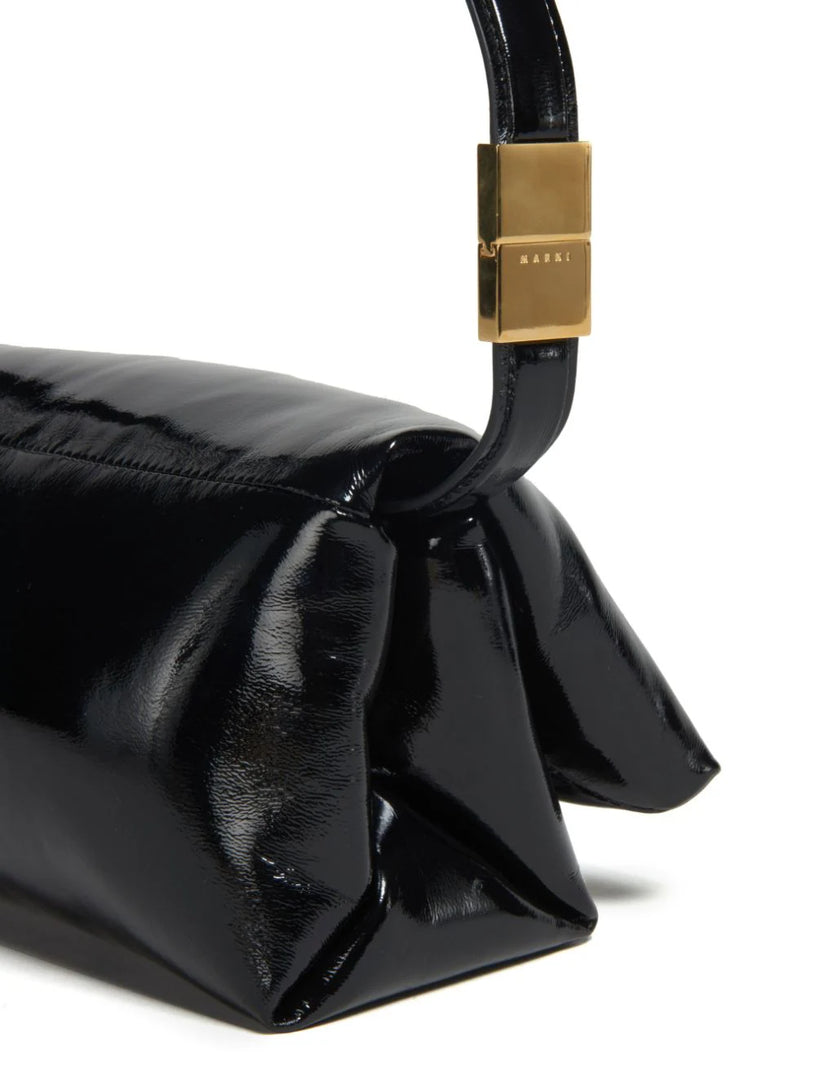 Small black patent leather Prisma bag