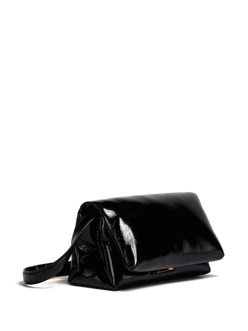 Small black patent leather Prisma bag