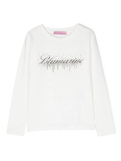 Logoed T-shirt with rhinestones