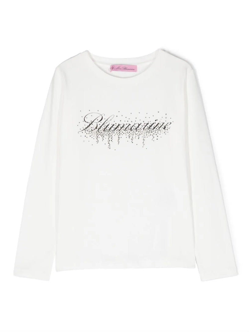 Logoed T-shirt with rhinestones