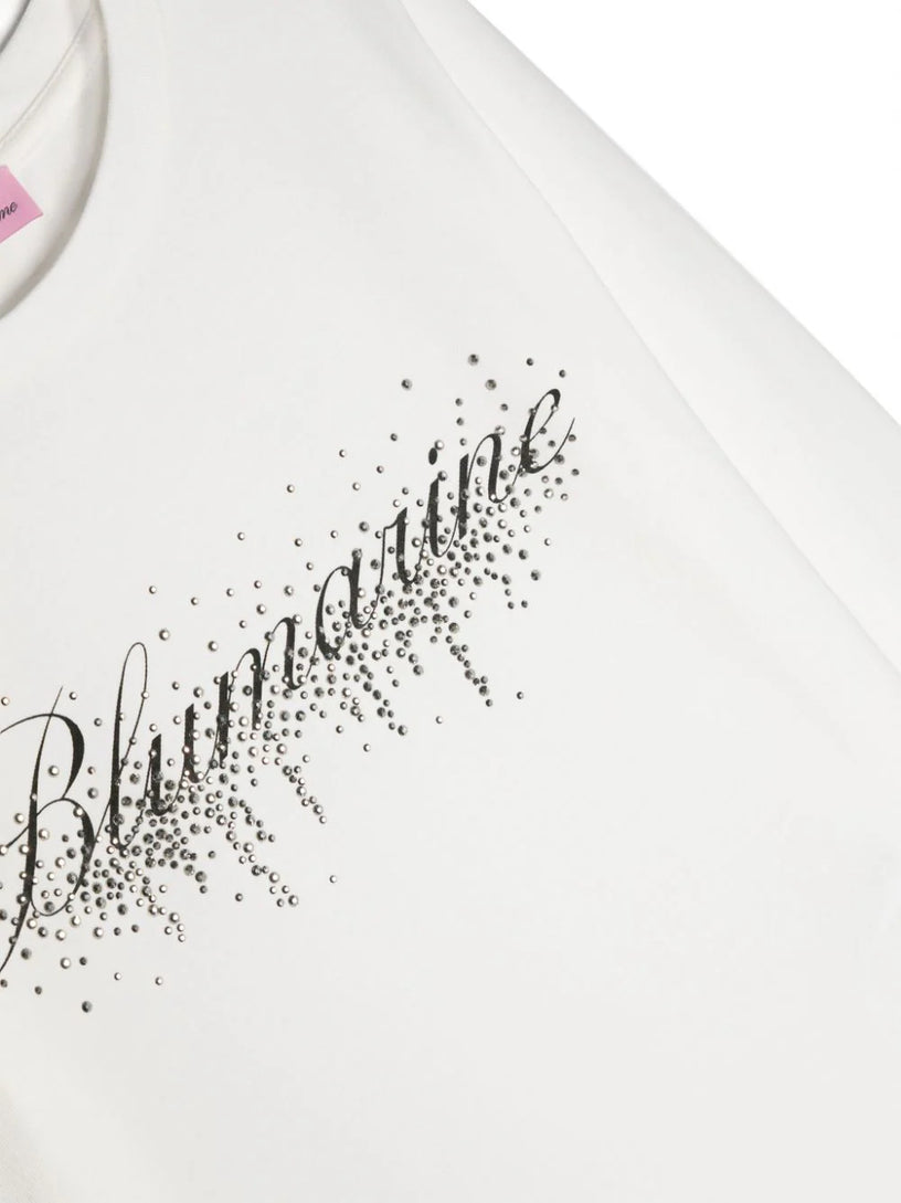 Logoed T-shirt with rhinestones