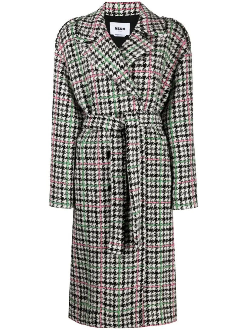 MSGM Trench coat "houndstooth check" motif