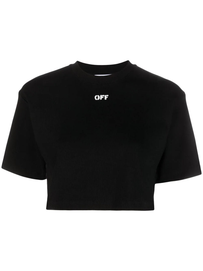 OFF-WHITE Off stamp rib crop tee