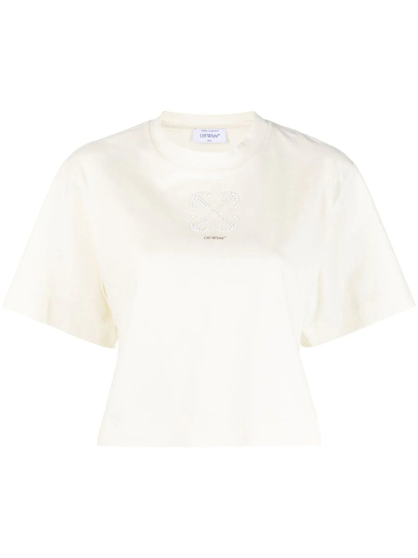 OFF-WHITE Small arrow pearls crop tee