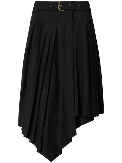 Asymmetric pleated skirt