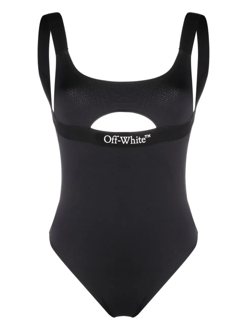 OFF-WHITE Logo-print cut-out swimsuit