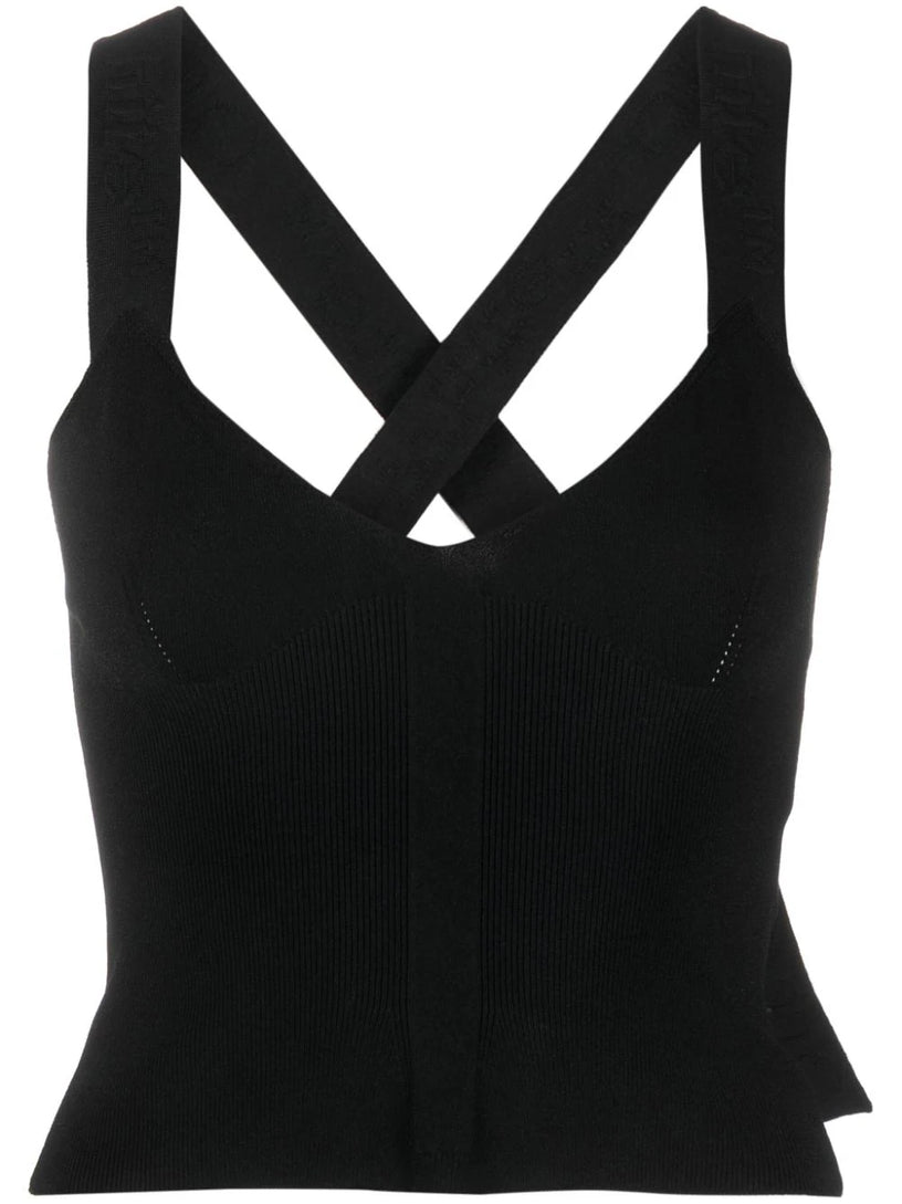 Logo-strap V-neck top