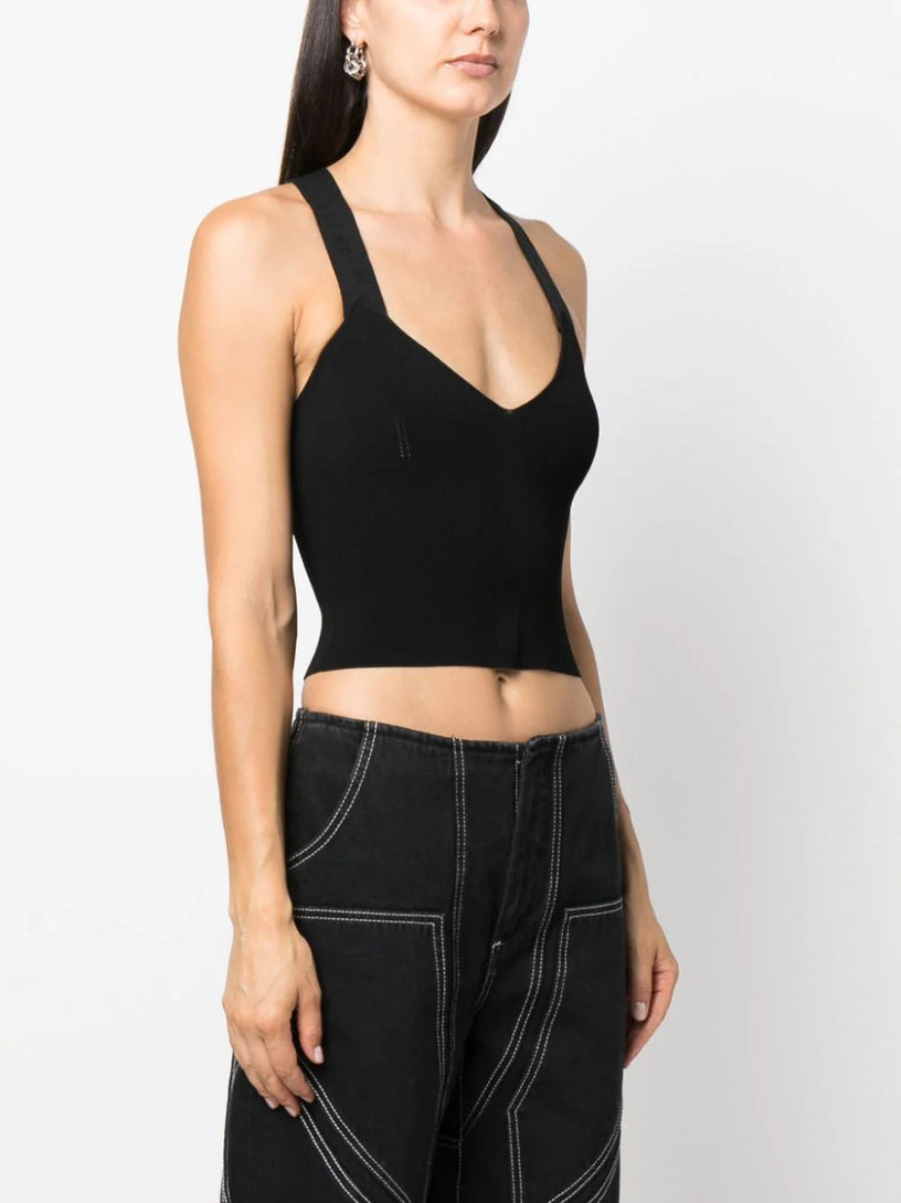 Logo-strap V-neck top