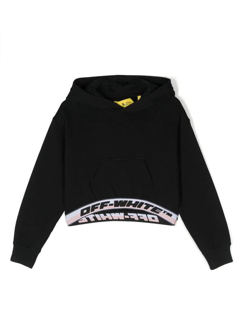 Logo band hoodie crop