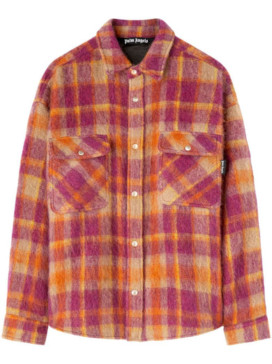 Brushed wool check overshirt