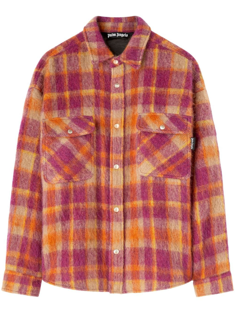 Brushed wool check overshirt