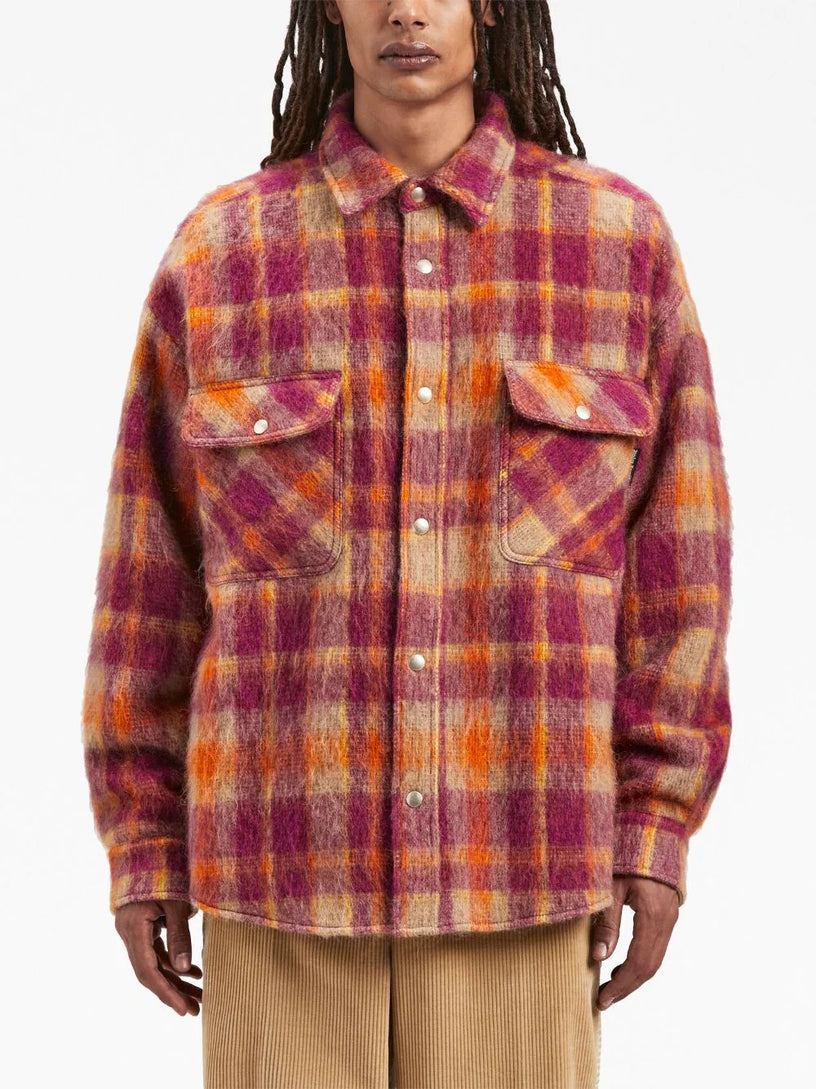 Brushed wool check overshirt