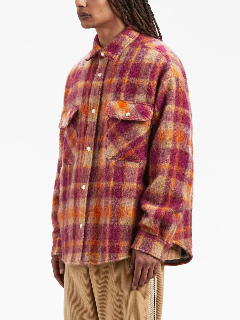 Brushed wool check overshirt