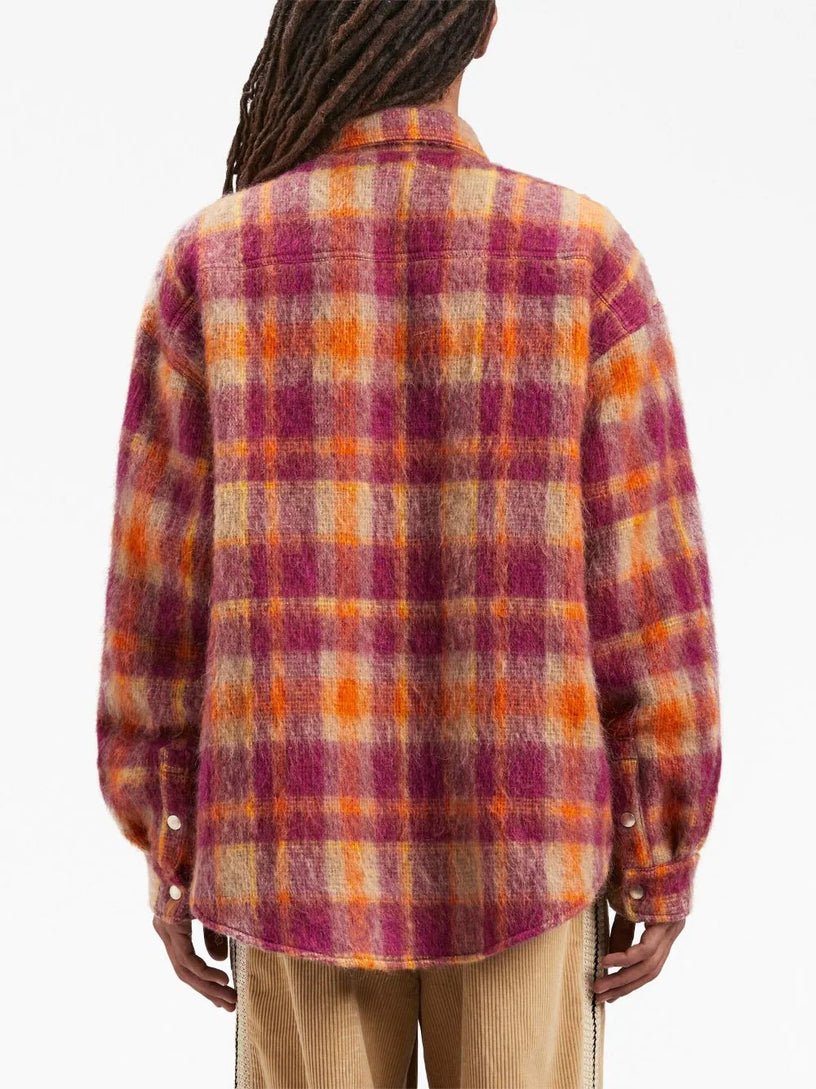 Brushed wool check overshirt