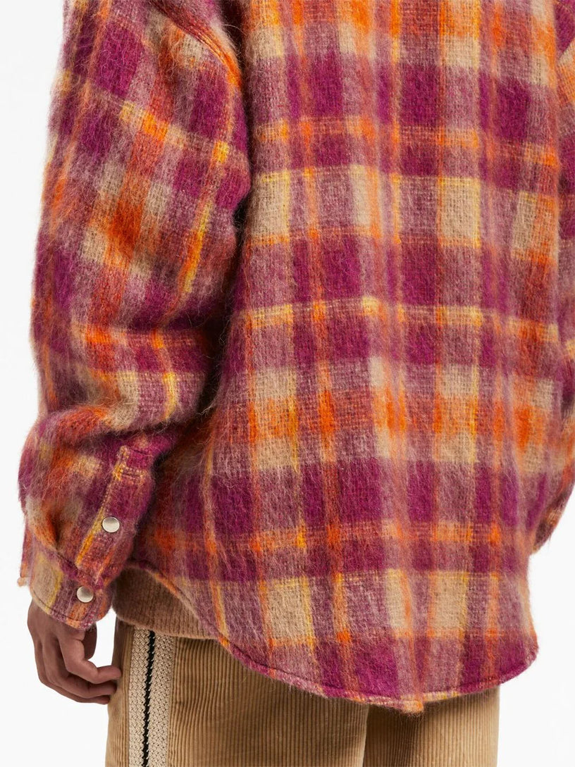 Brushed wool check overshirt