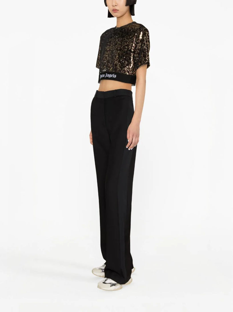 Logo Tape Sequins Top