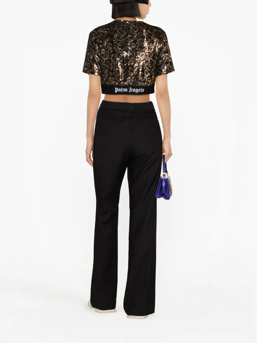 Logo Tape Sequins Top