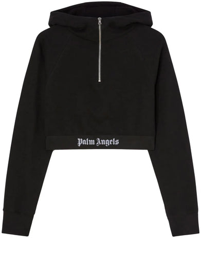 Logo tape zipped hoodie