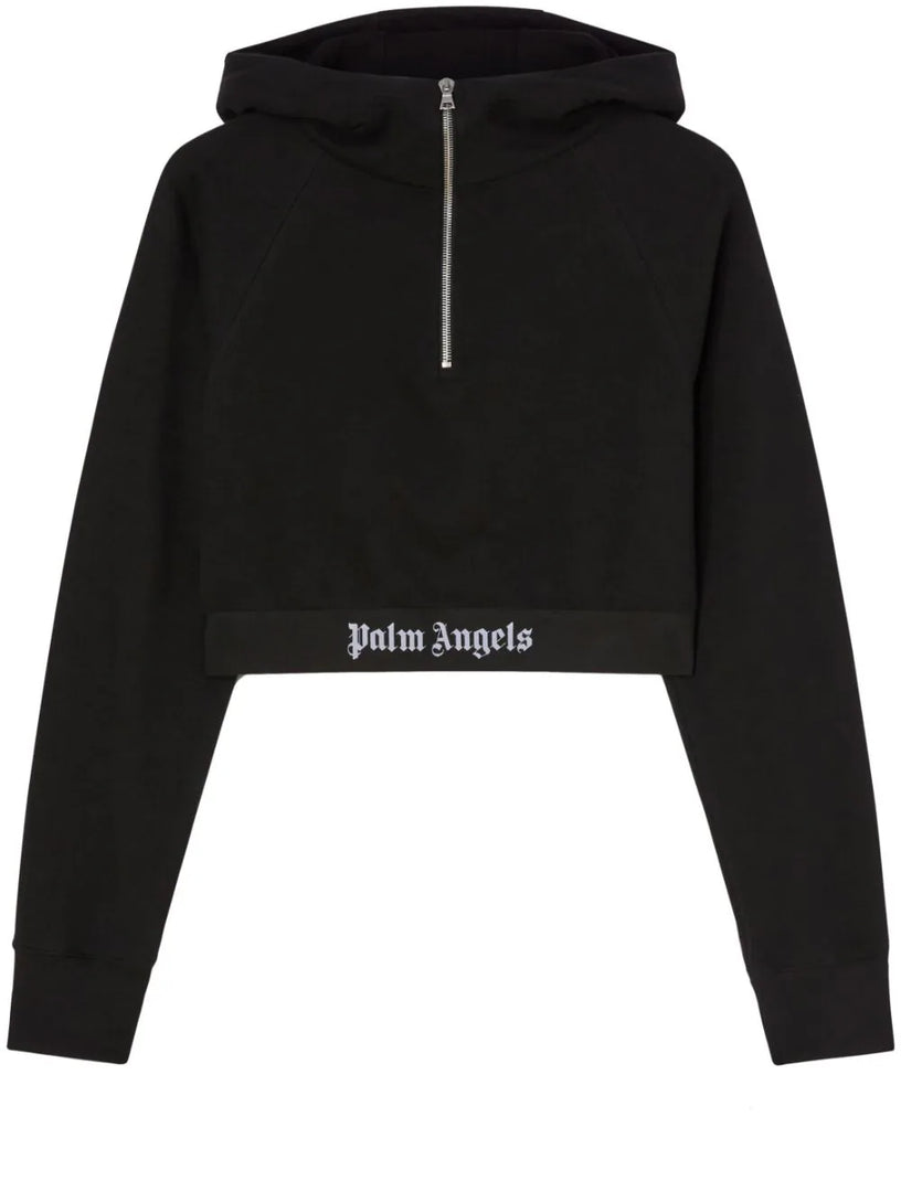 Logo tape zipped hoodie