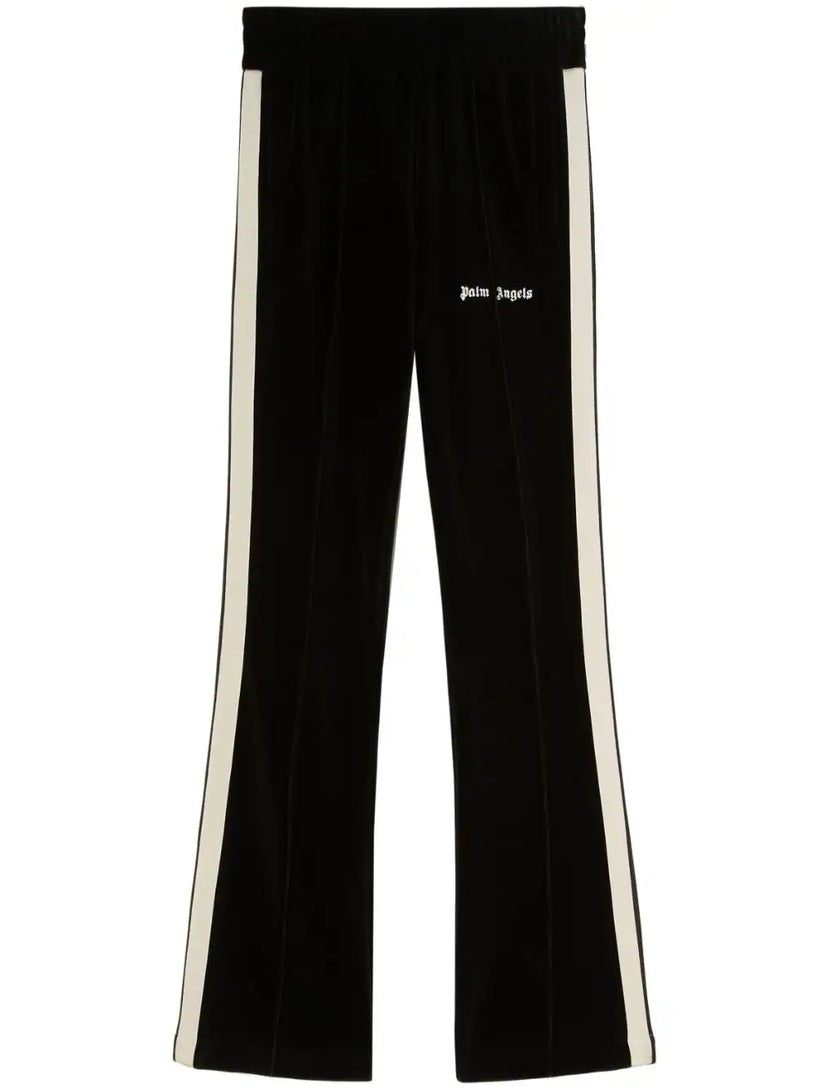 PALM ANGELS Velvet flare track pants